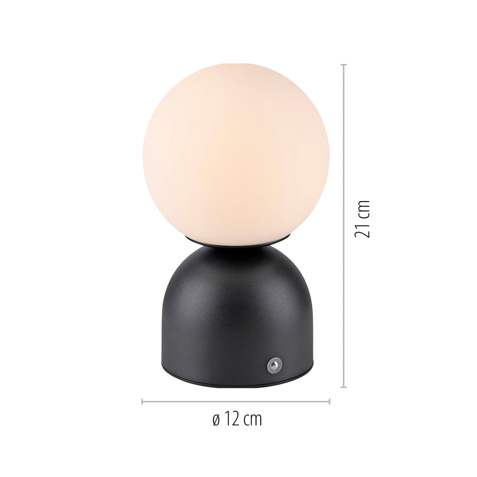 LED-akutoitel laualamp RUDI, must, kõrgus 20 cm, CCT, puutetundlik hämardus