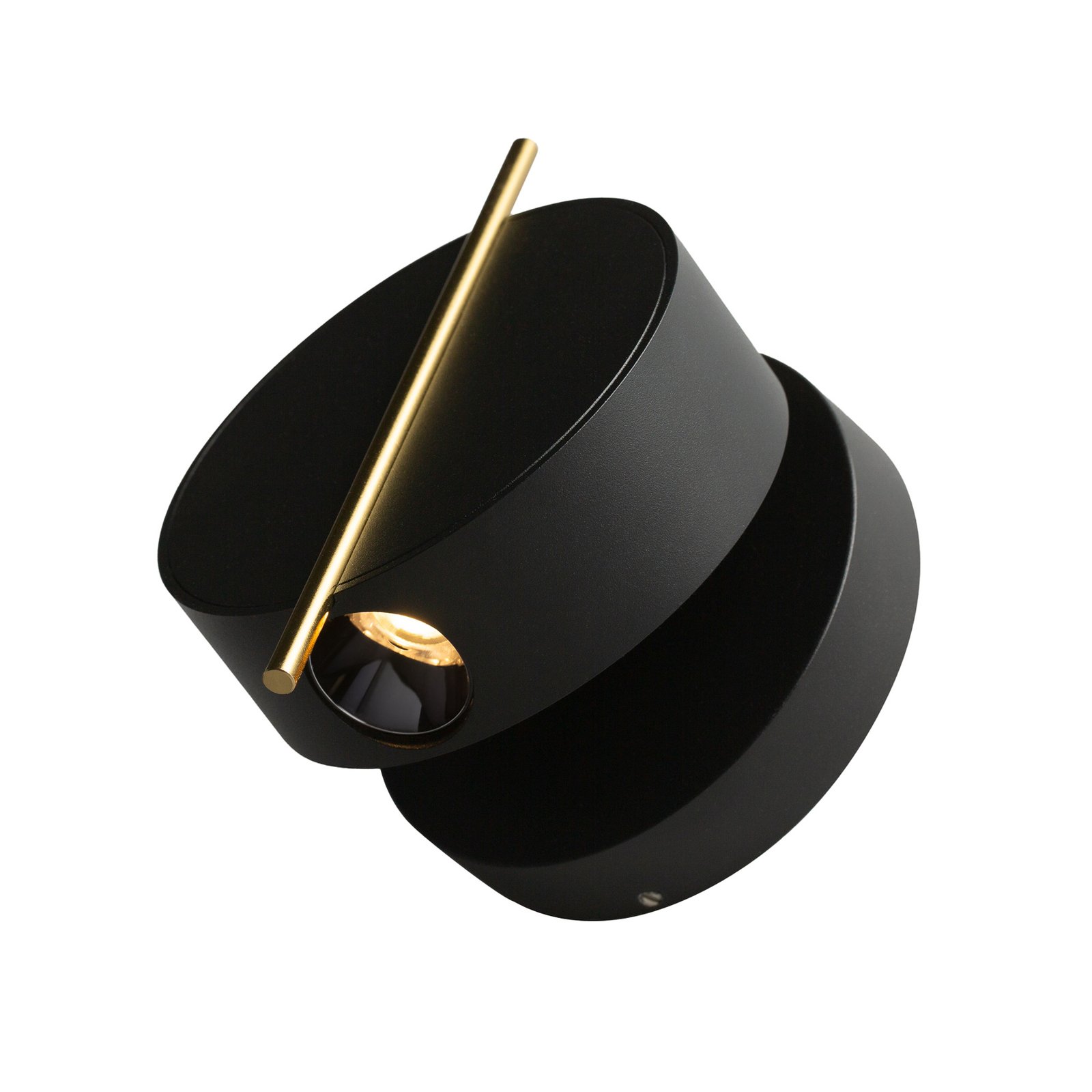 Maytoni LED wall light Nuance, black / gold, Ø 10 cm