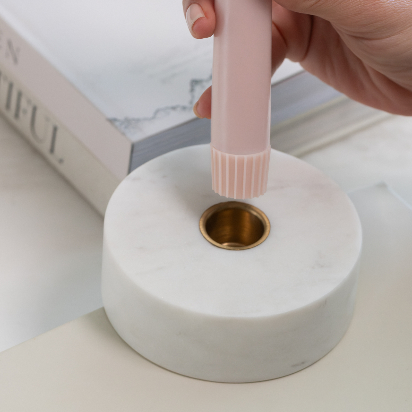 TAPER LED-ljusstake, 2-pack, rosé, höjd 25 cm – Uyuni Lighting