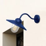 Buitenwandlamp Klampenborg, blauw, lantaarn, roestvrij staal