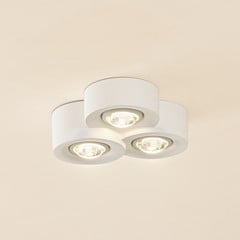 Plafón Lindby Levia, 3 luces, 26x24,5cm, blanco, escayola