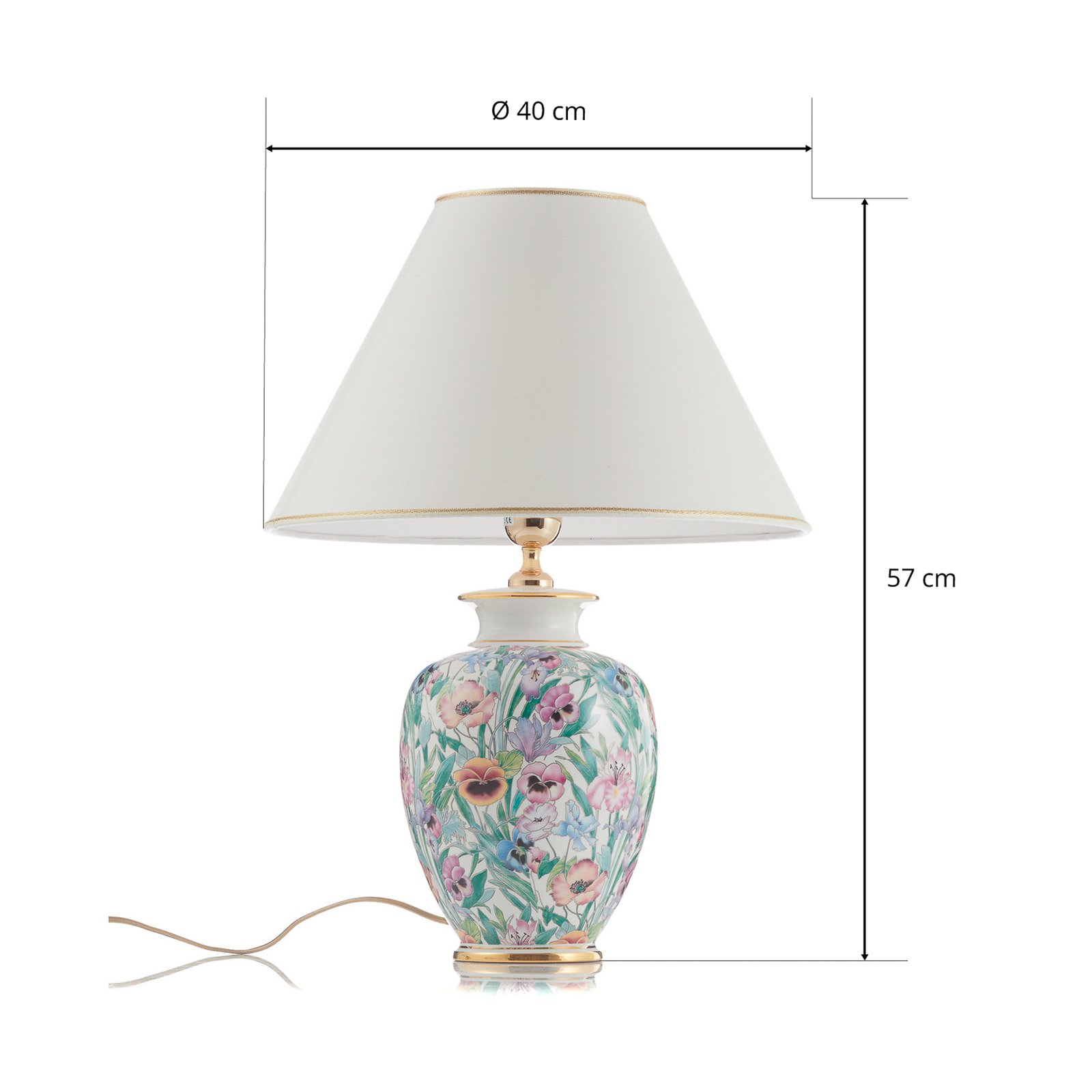 Austrolux table lamp Giardino Panse 40 cm ceramic gold-plated