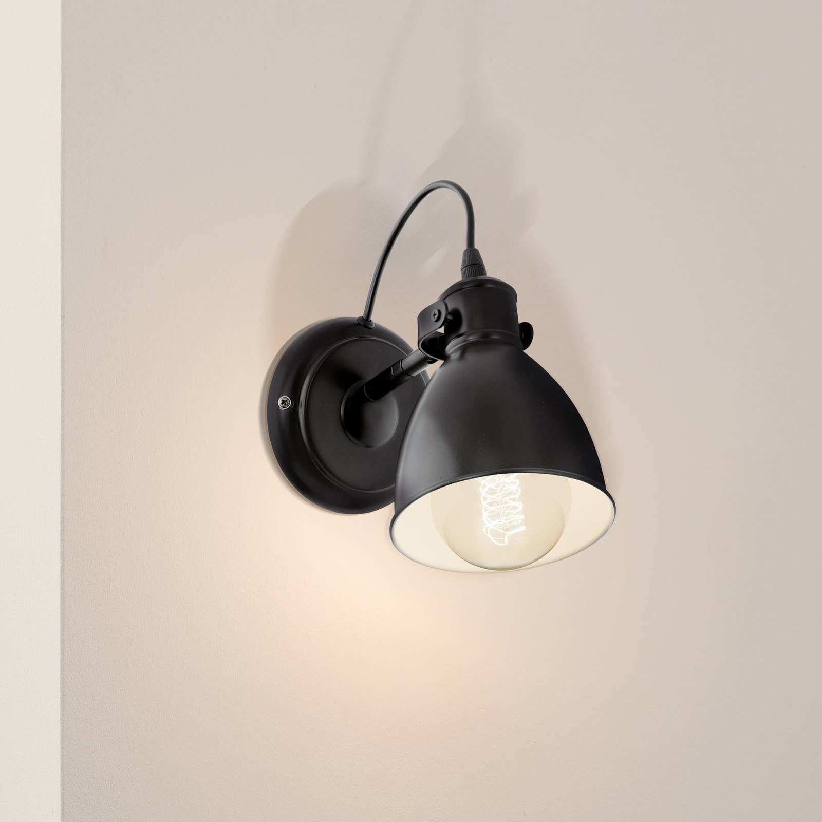 EGLO Vintage nástěnné světlo Priddy, černé