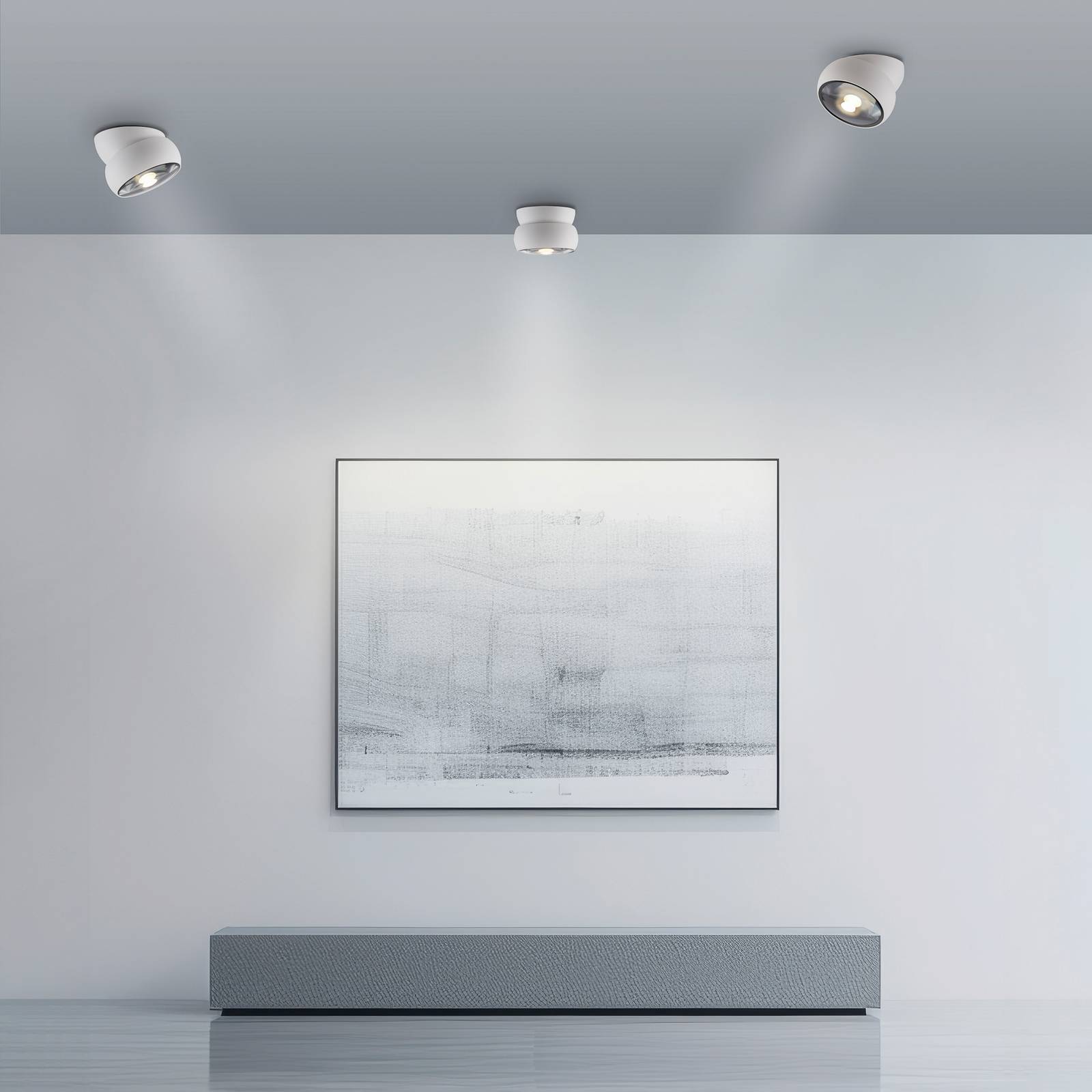PURE reflektor sufitowy LED Move, biały, Ø 12 cm, metal/szkło