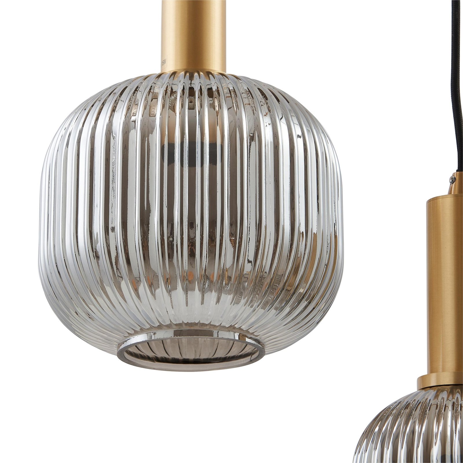 Lindby Doroteo hanglamp, 5-lamps, grijs, glas