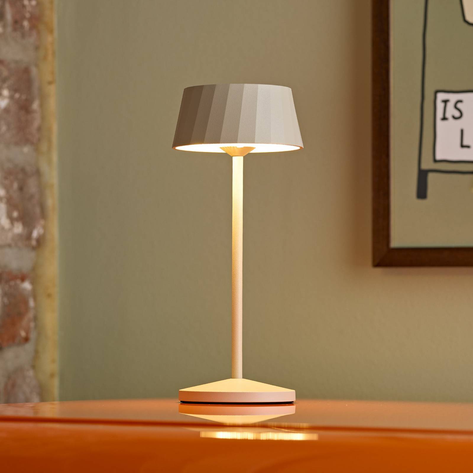 LED-Akku-Tischlampe Facetta, 3er-Set, beige, 22 cm, IP44 günstig online kaufen
