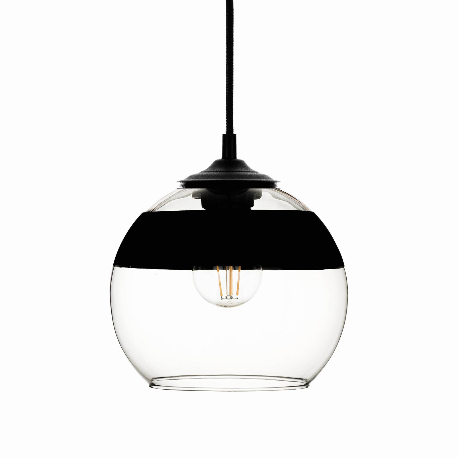 E-shop Závesná lampa Monochrome Flash číra/čierna Ø 20cm