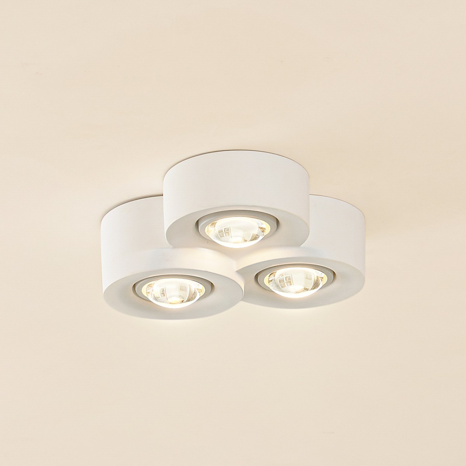 Lindby plafonnier Levia, 3 lampes, 26x24,5cm, blanc, plâtre