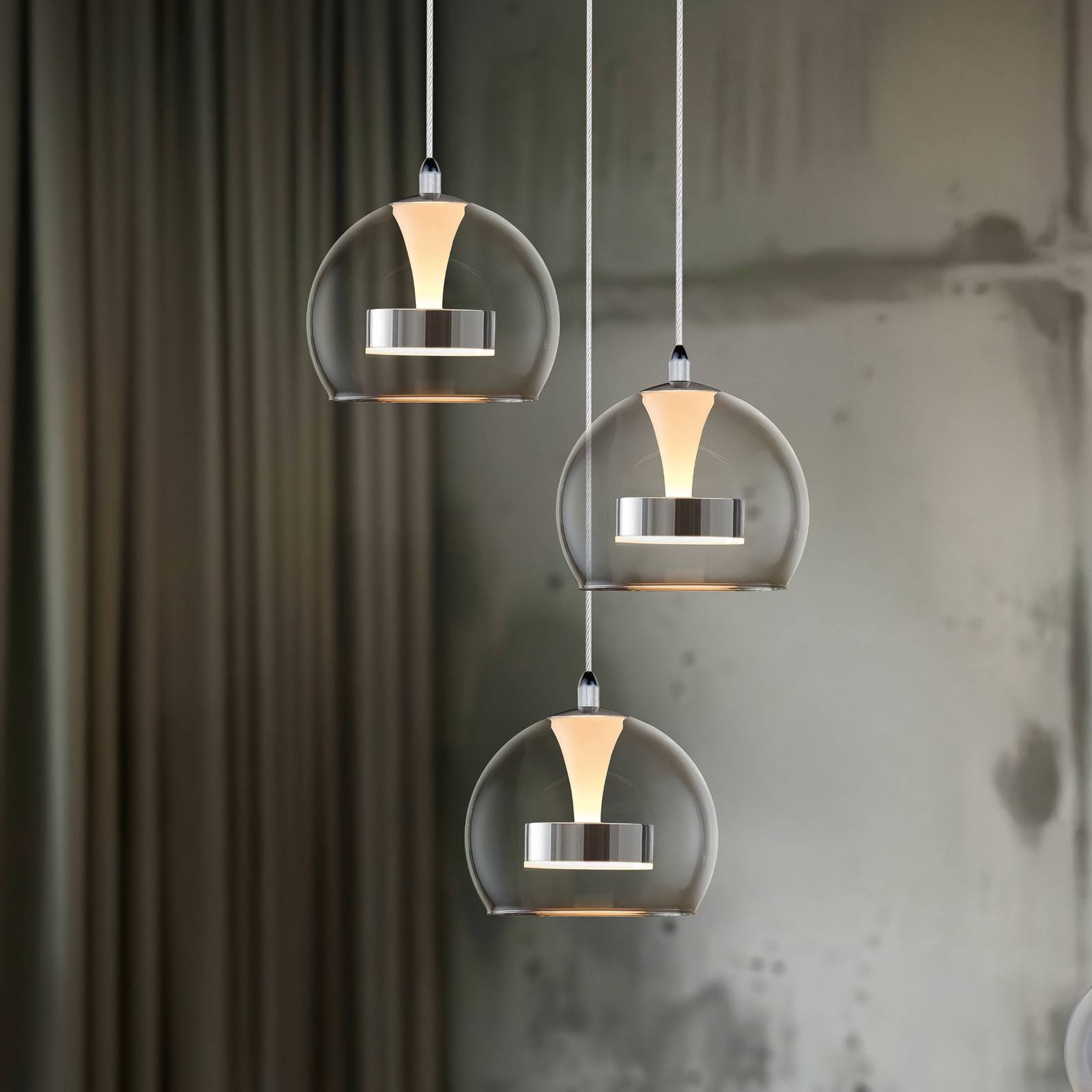 LED-Hängelampe Flynt, Ø 42 cm chromfarben, Metall CCT 3-flg. günstig online kaufen