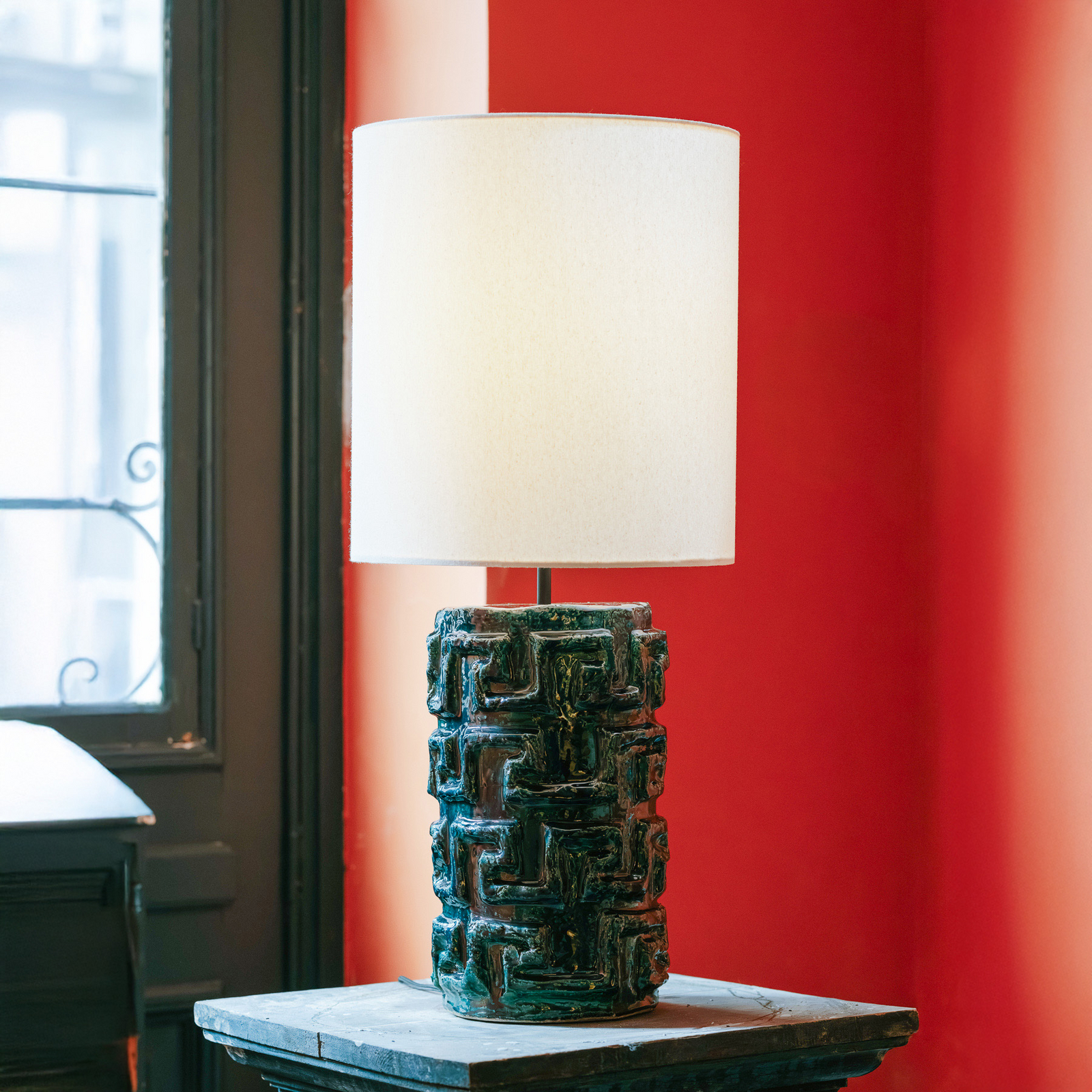 02 BLUE GREEN LOOK AT ME gulvlampe, keramik, tekstil, højde 100 cm – Serax