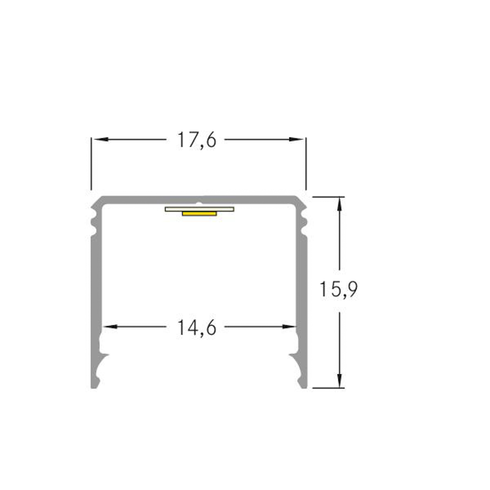 BRUMBERG One LED felszíni profil, alumínium, magas, 1 méteres