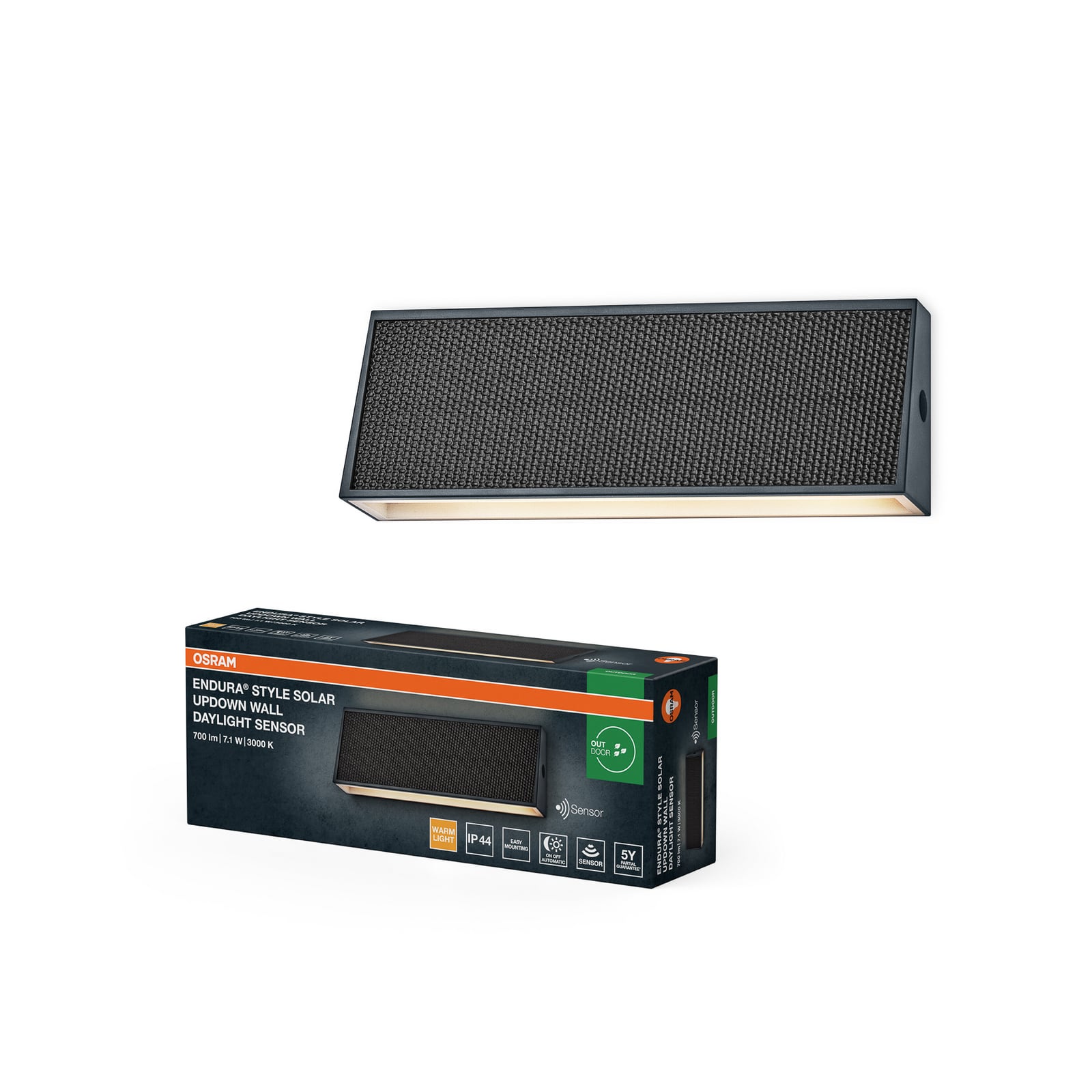 OSRAM ENDURA STYLE UPDOWN szürke napelemes fali lámpa, érzékelő, IP54