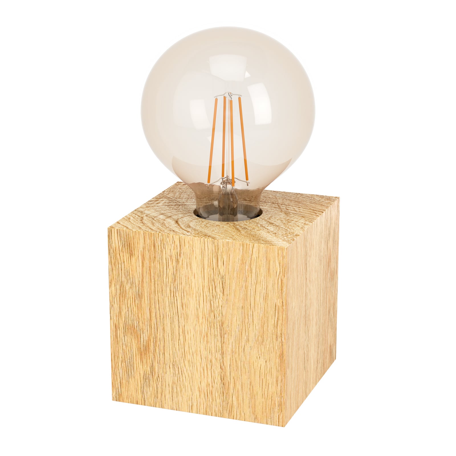Lampada tavolo Prestwick 2 cubo di legno, naturale
