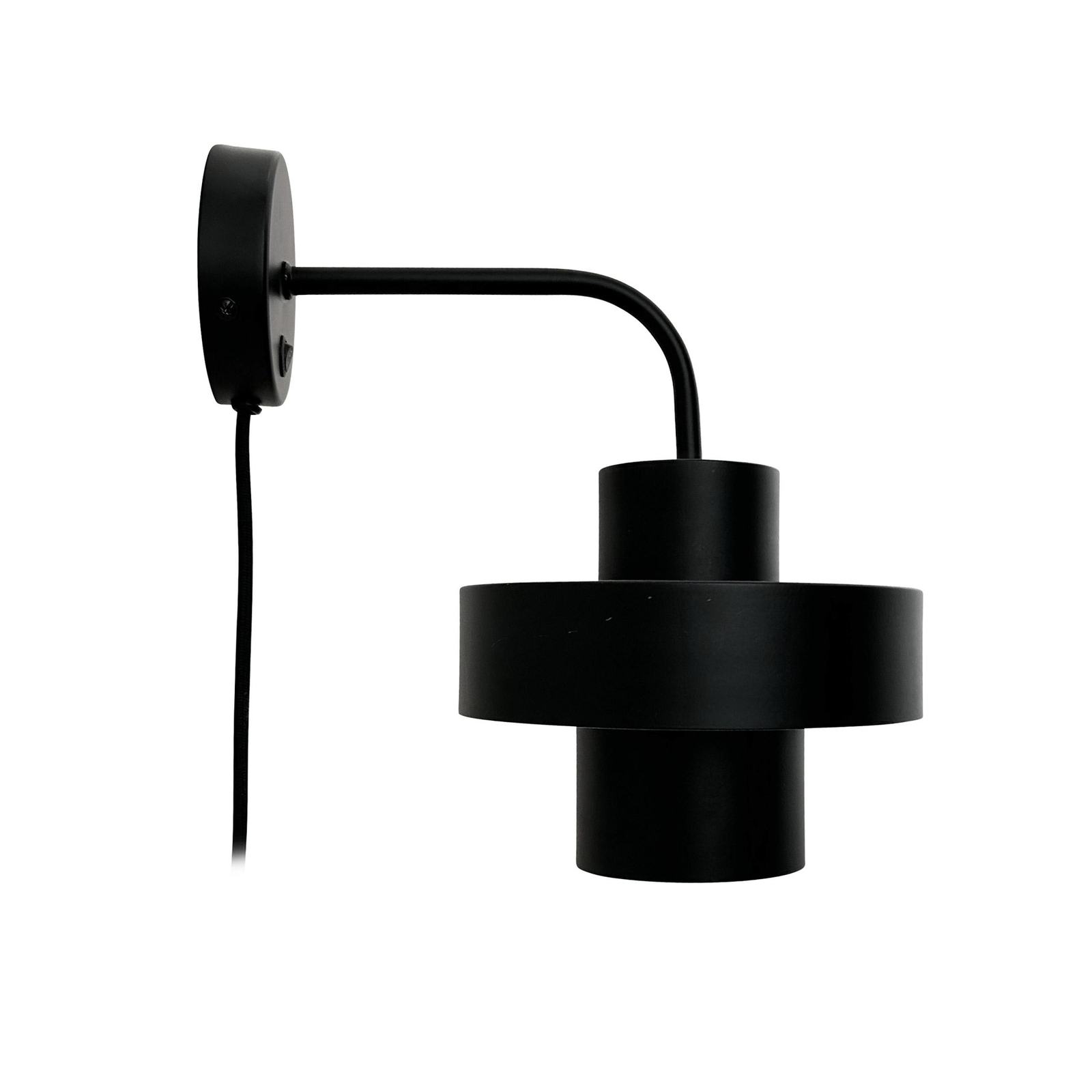 Dyberg Larsen Stoke wall lamp, black, Ø 20 cm, metal