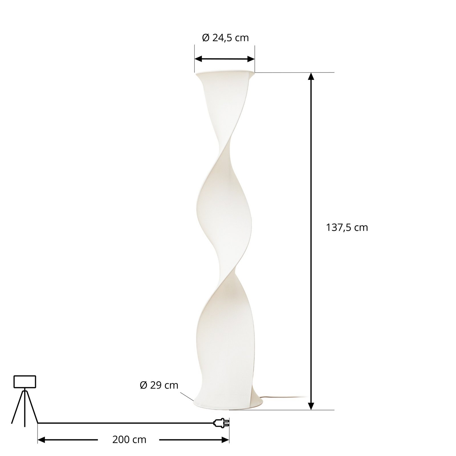 Lampadaire LED Lucande Novelle, blanc, CCT, hauteur 137 cm