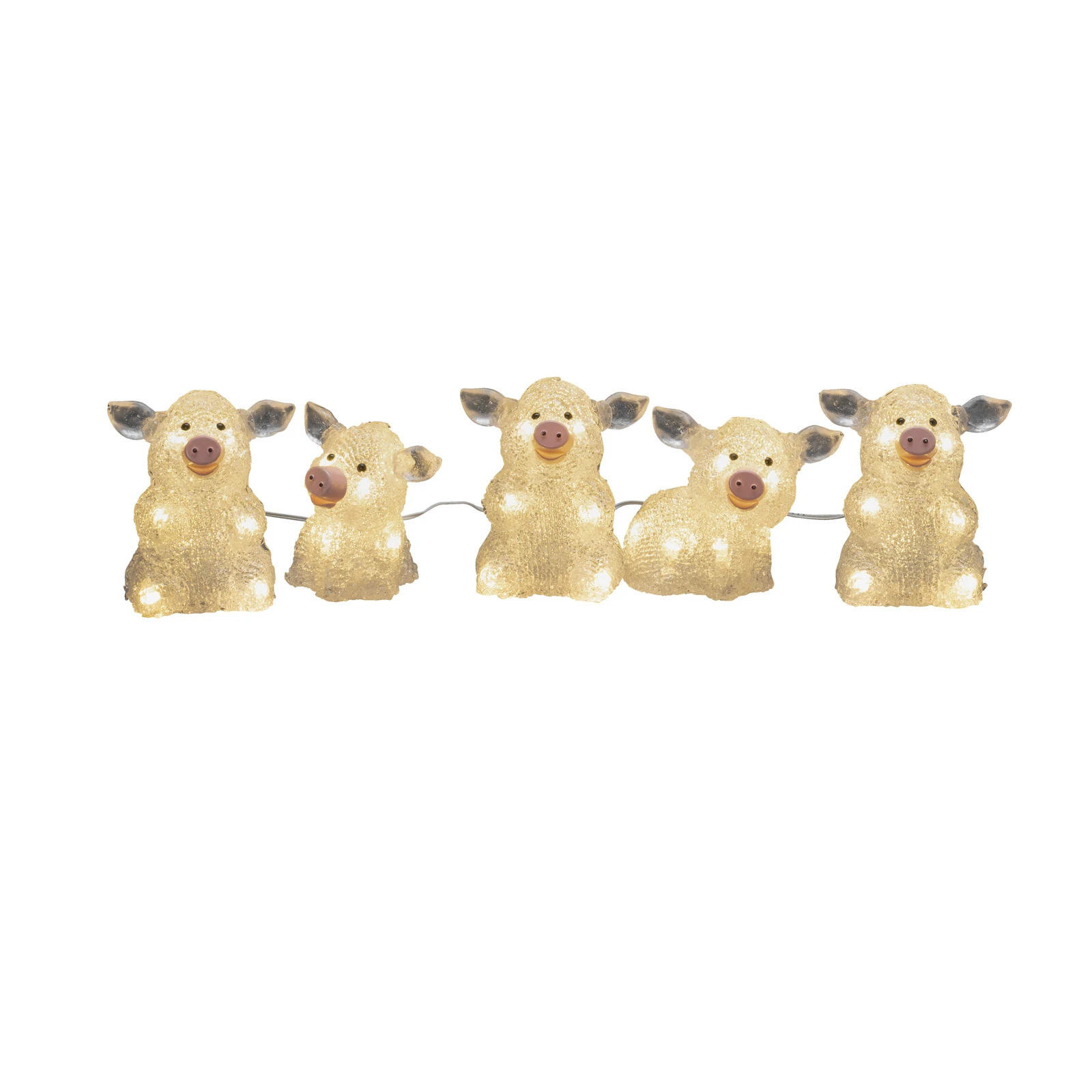 Lumina LED figura porc, set de 5 ca un lanț, clar