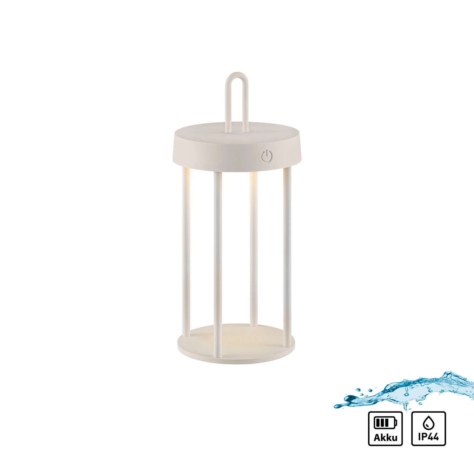 JUST LIGHT. Lámpara de mesa LED recargable Anselm gris-beige 28cm hierro