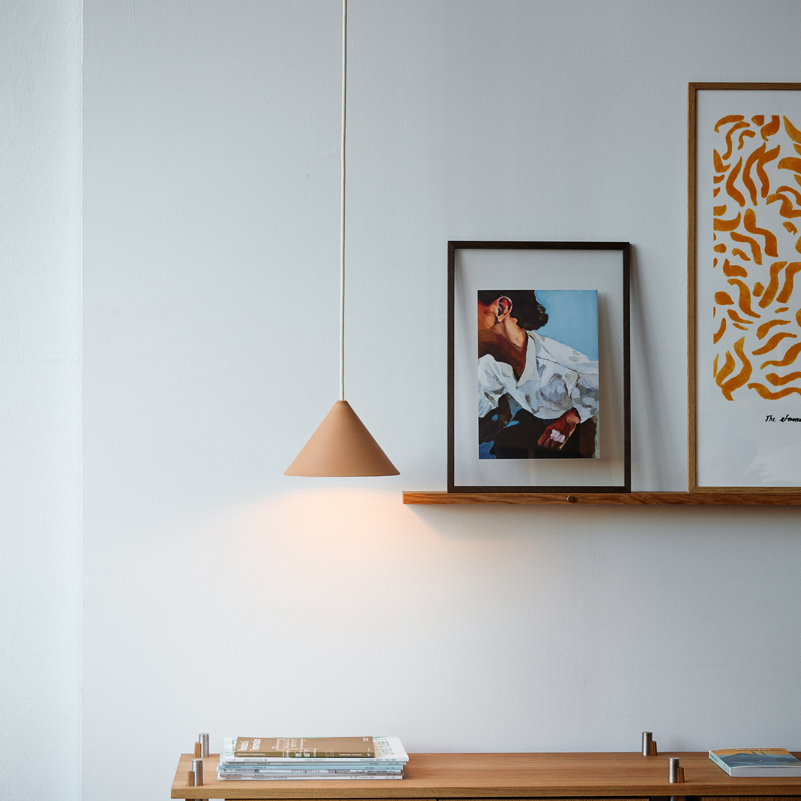 Suspension « Ceramic Cone » beige, Ø 19 cm, porcelaine, G9 - Moebe