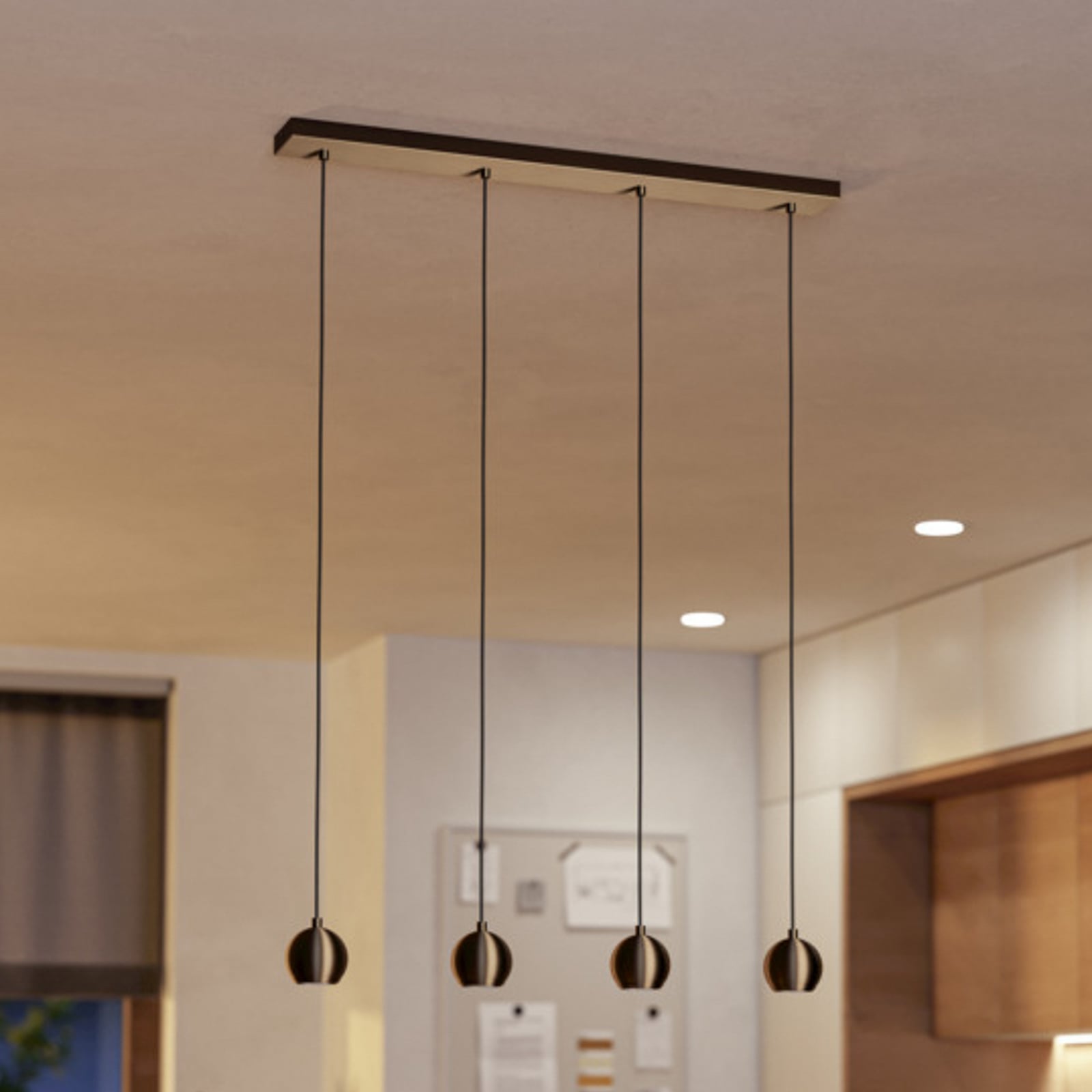 EGLO hanglamp BIMEDA 1, bronskleurig, lengte 77 cm, 4-lamps.