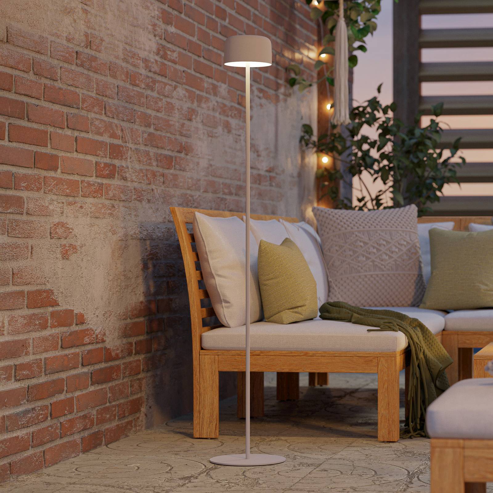 EGLO Lampe solaire LED pour terrasse Roccanova-L, blanche, hauteur 120 cm