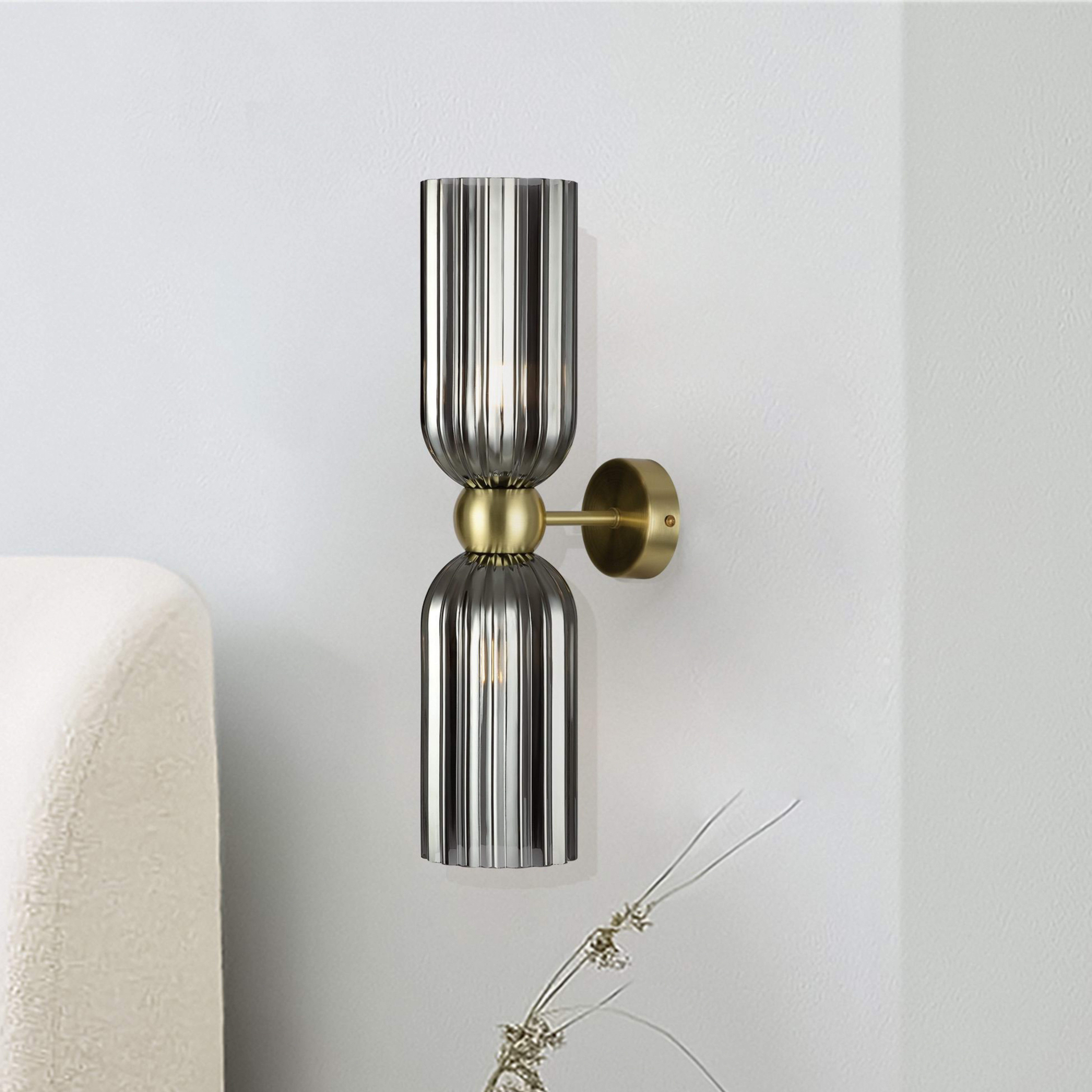 Maytoni applique murale Antic, à 2 lampes, or/gris, verre