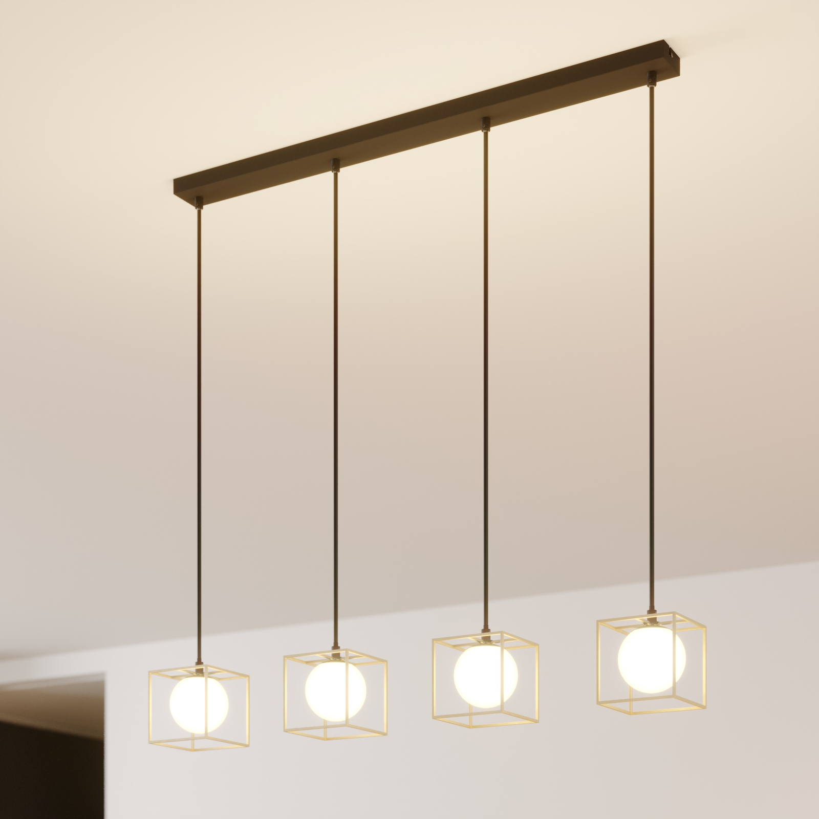 Suspension Aloam cages et sphères en verre, 4 l.