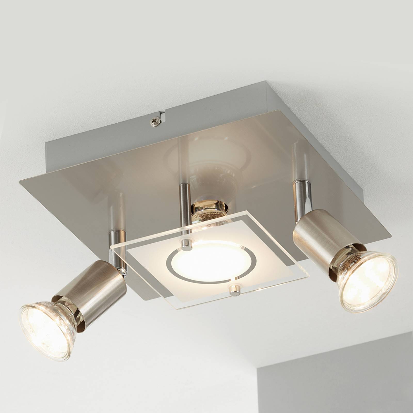 Matowa niklowana lampa sufitowa LED Start - 3-pkt.