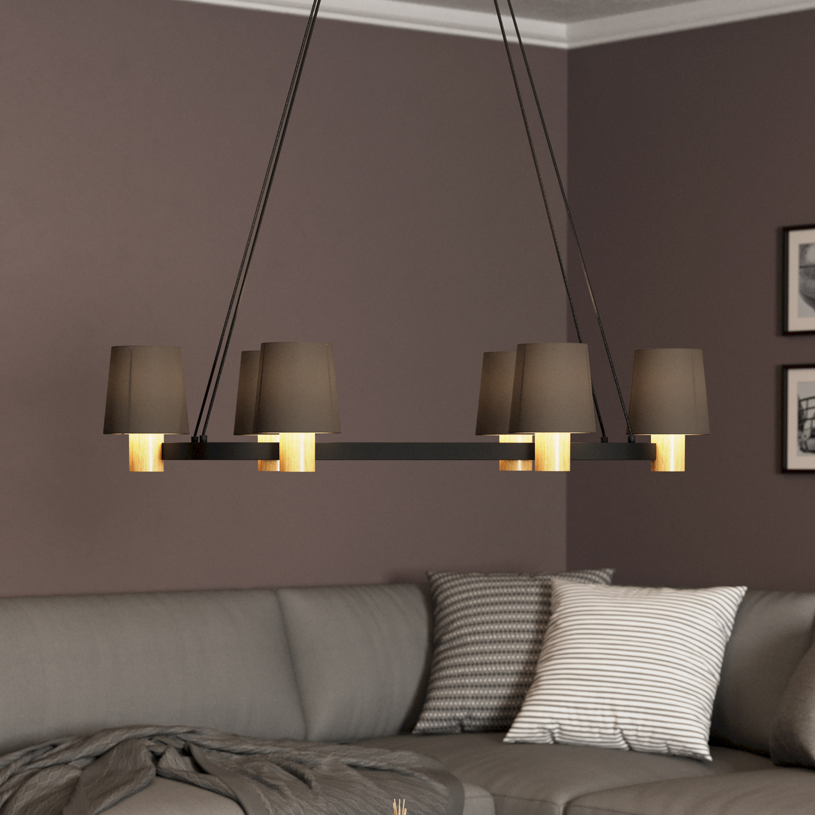 De araña Edale, 6 pantallas tela cappuccino, oval