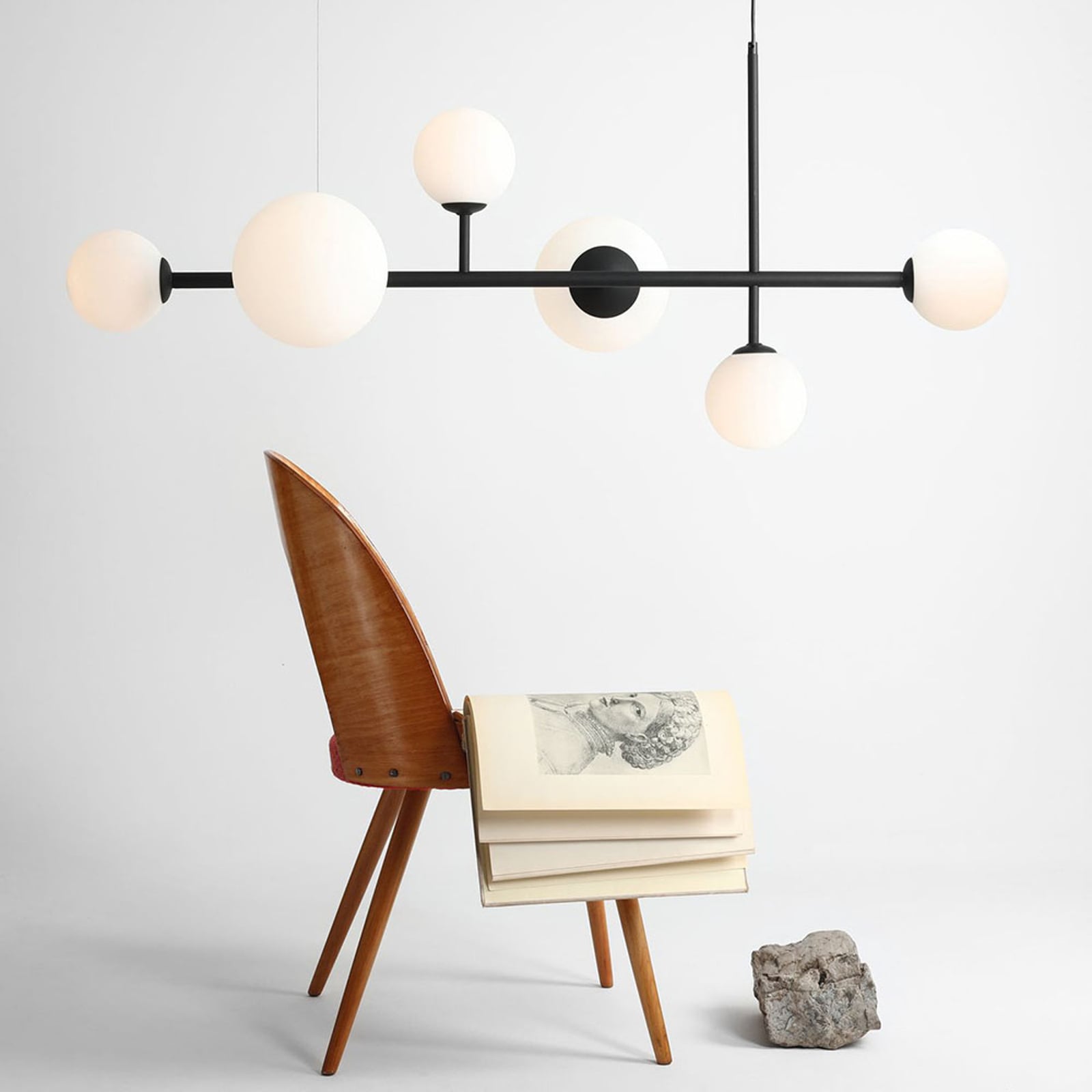 Lampa suspendată Dione, negru, cu 6 becuri - ALDEX