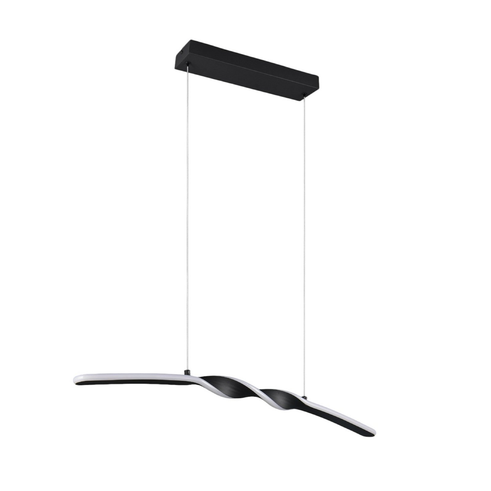 Suspension LED Ginko, noir mat, métal, longueur 79 cm