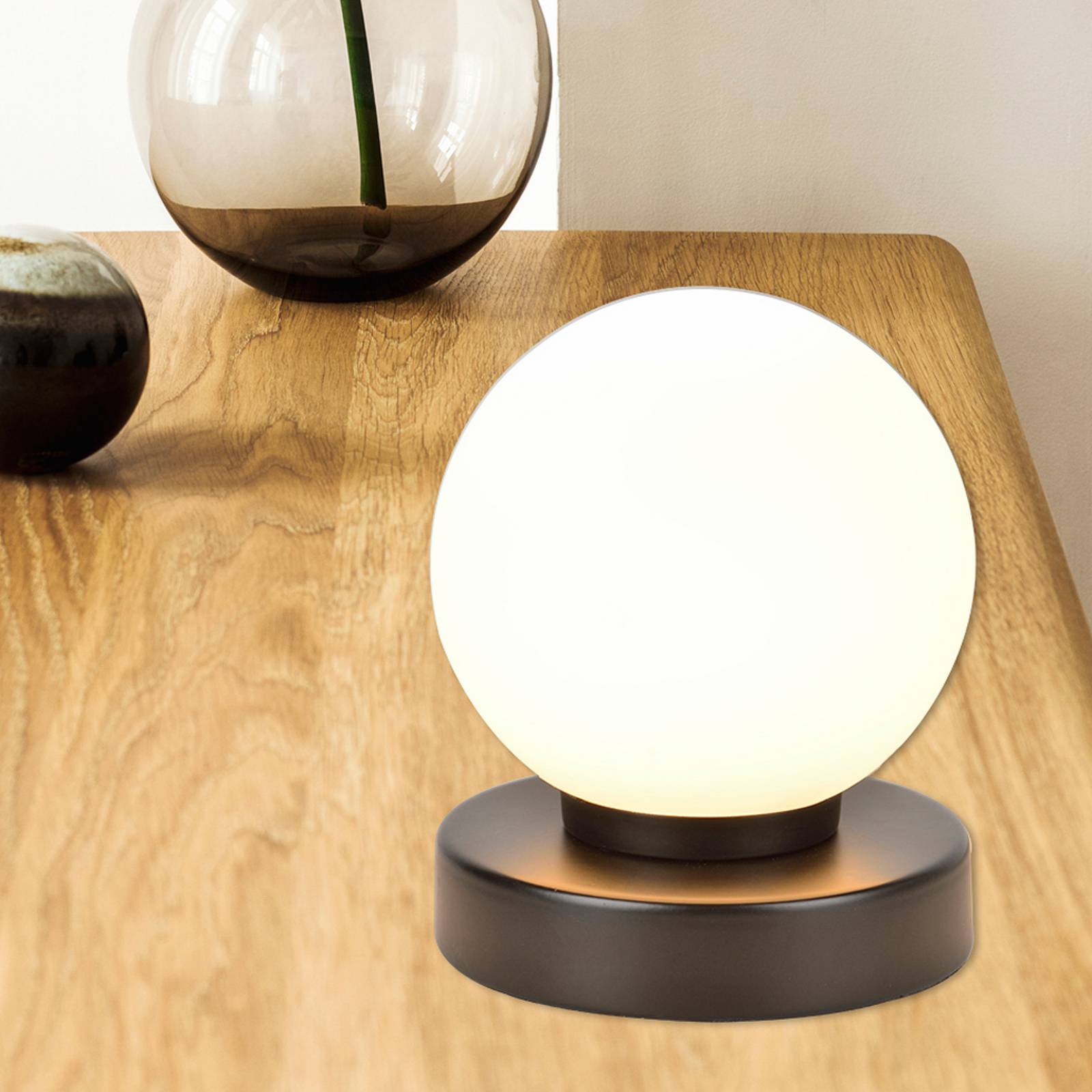 COREP Lampe à poser Seventy, noir mat, hauteur 15 cm, métal/verre