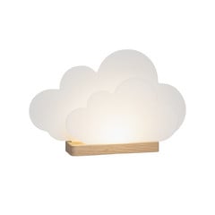 Lámpara de mesa LED Wölkchen, blanca, madera, 3000 K, atenuable
