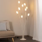 Lámpara de pie Gloriosa, crema, cristal, 9 luces