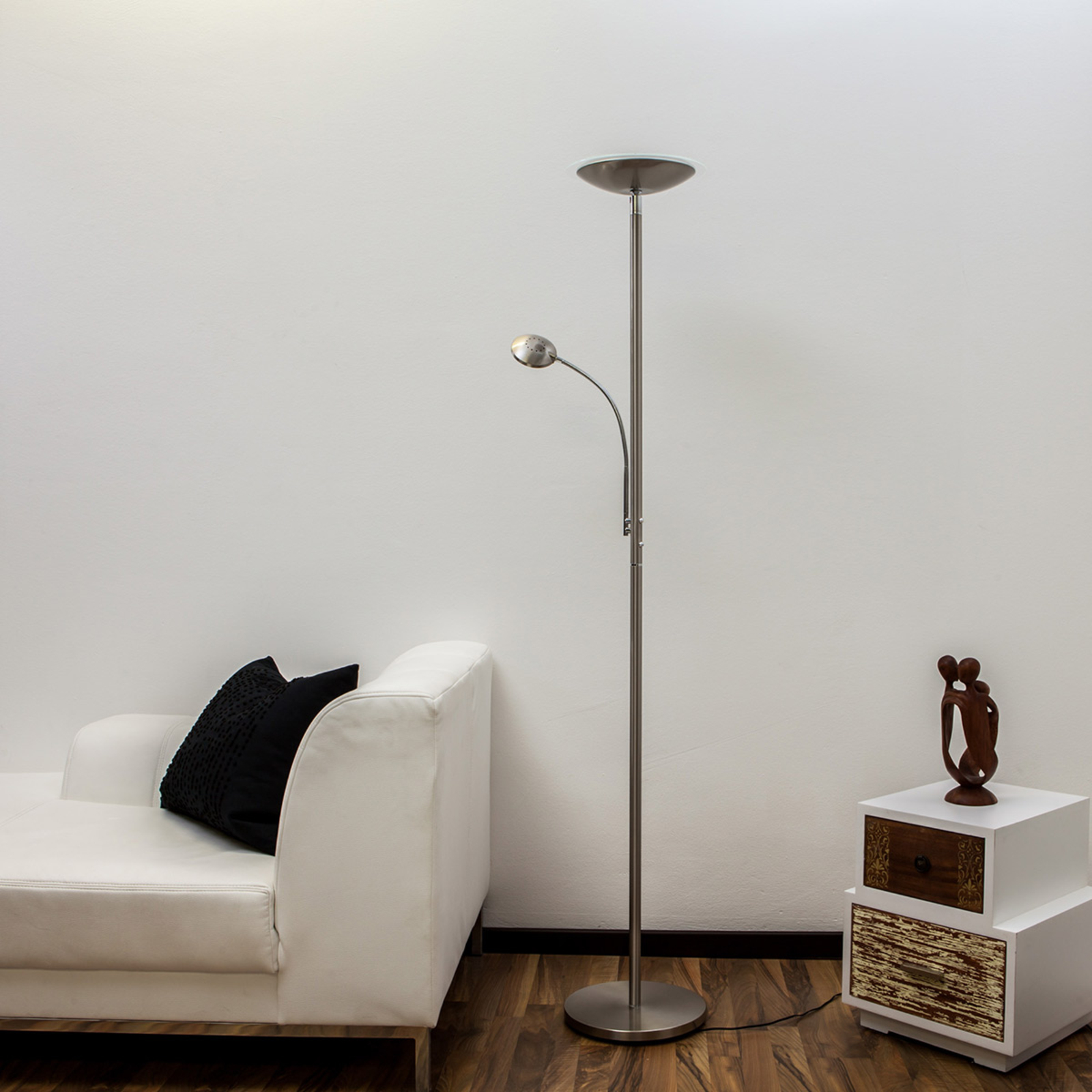 Malea LED Vloerlamp w/Arm Matt Nickel - Lindby