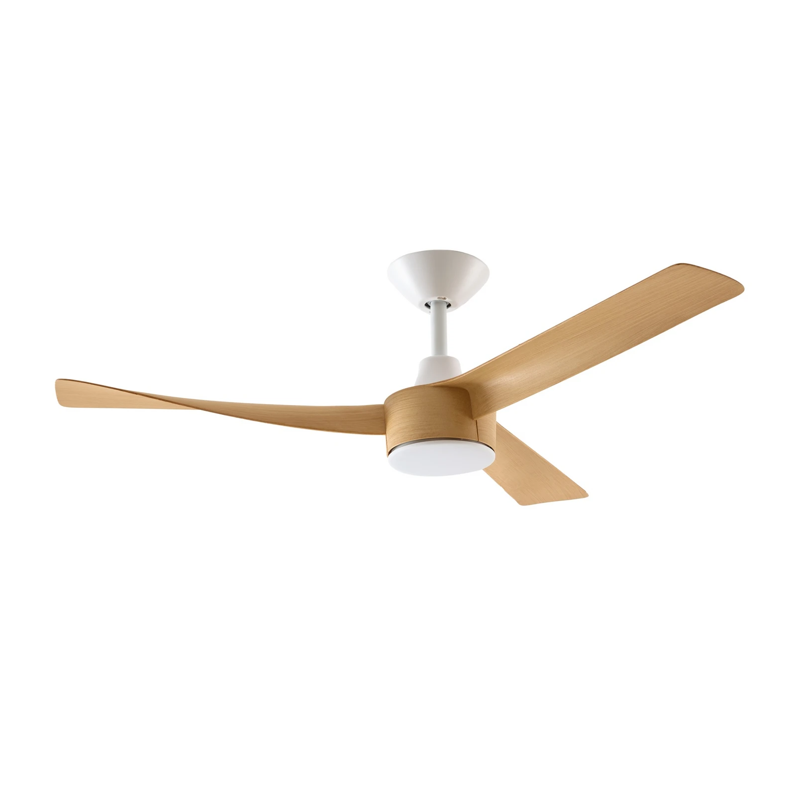 Ventilador de techo LED Lucande Airona, blanco/madera, DC, silencioso,