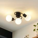 Lindby Ciala ceiling light, 3-bulb, black/white