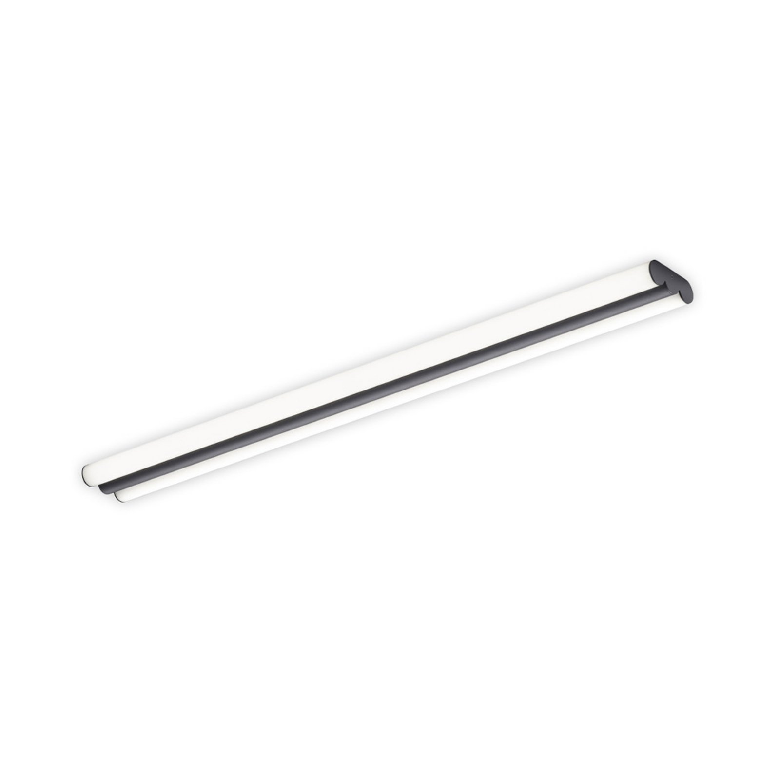 Helestra LED mirror lamp LOOM, length 120 cm, black, IP44