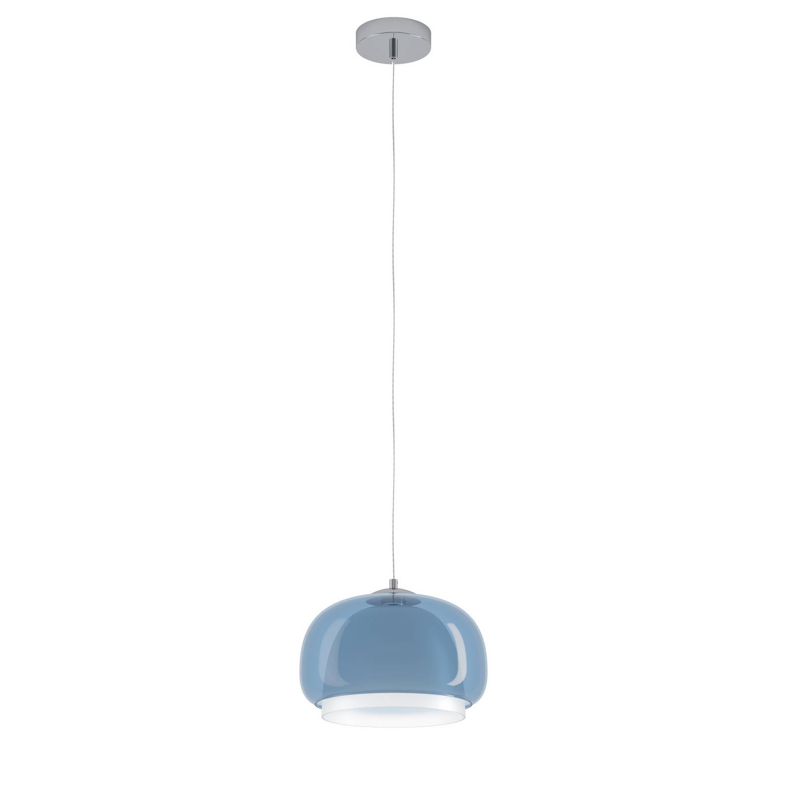Hängeleuchte Belomontejo, Ø 30 cm, blau-transparent, Glas