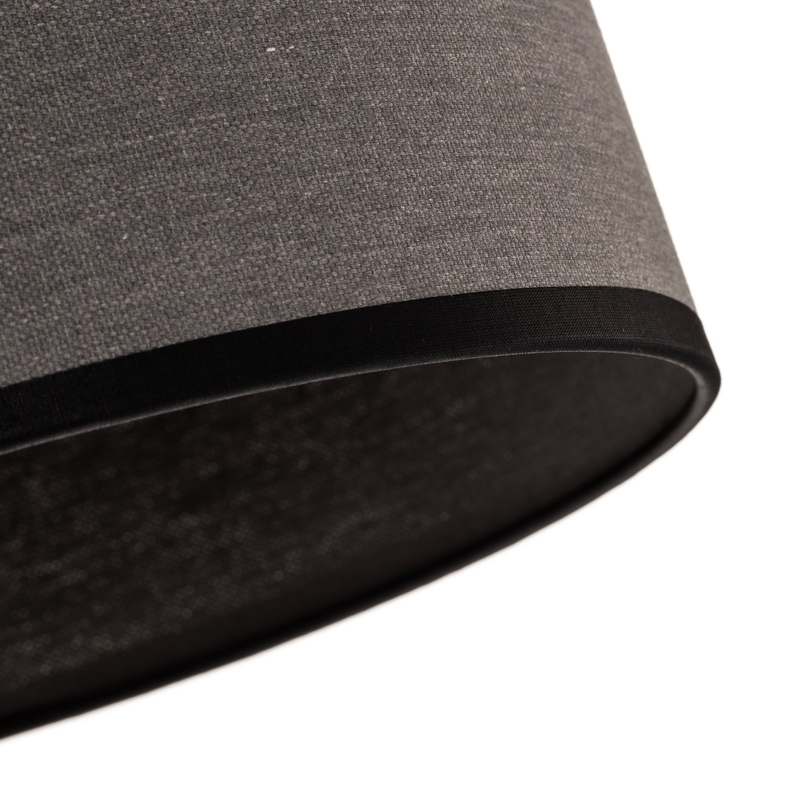 Zelda gulvlampe med rund, grå tekstilskjerm