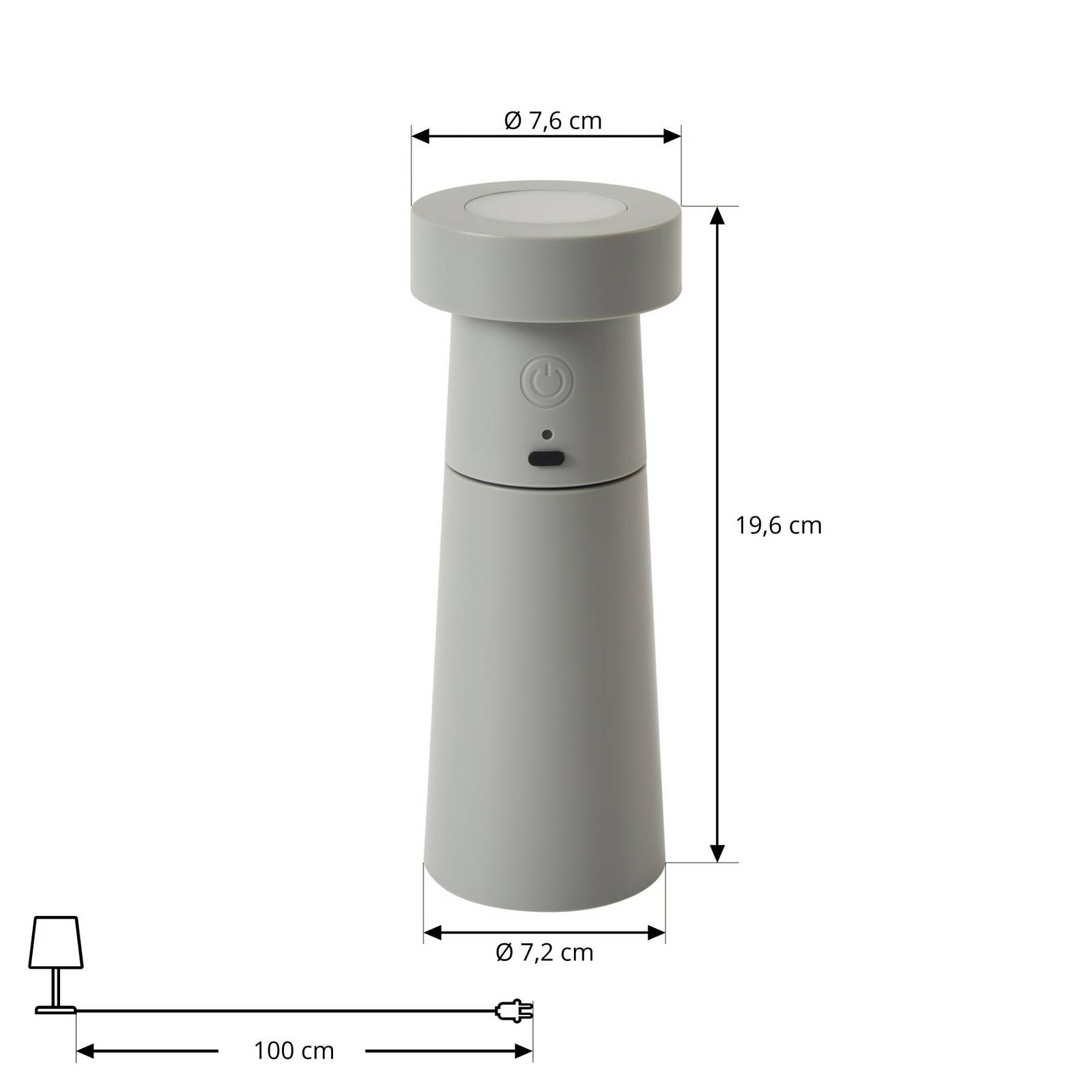 Lucande Solniczka LED Salt, jasnoszara, akumulator, IP44