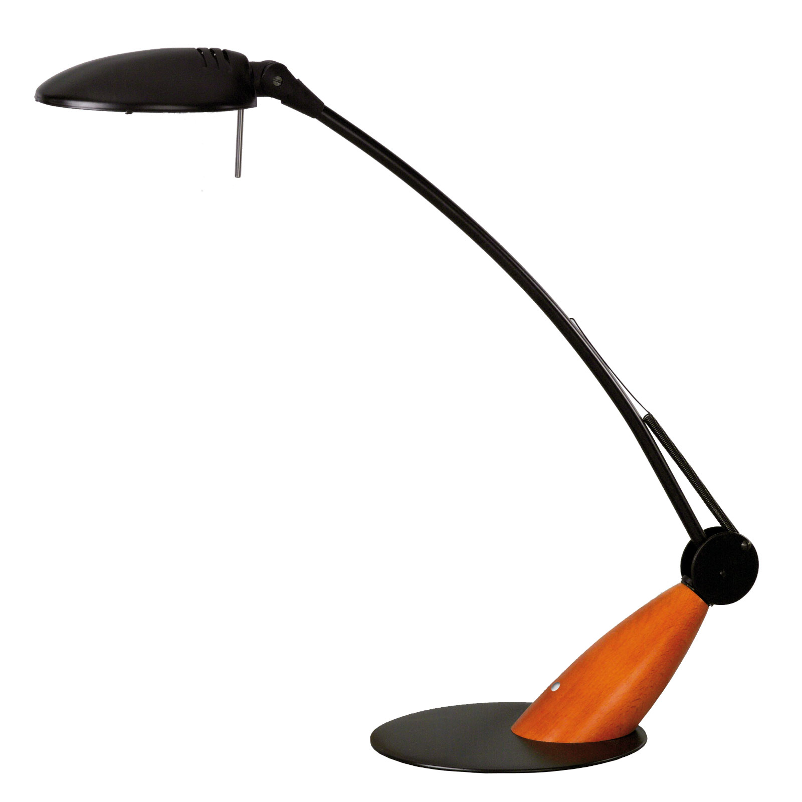 Lámpara de mesa LED Swingo con madera, negro