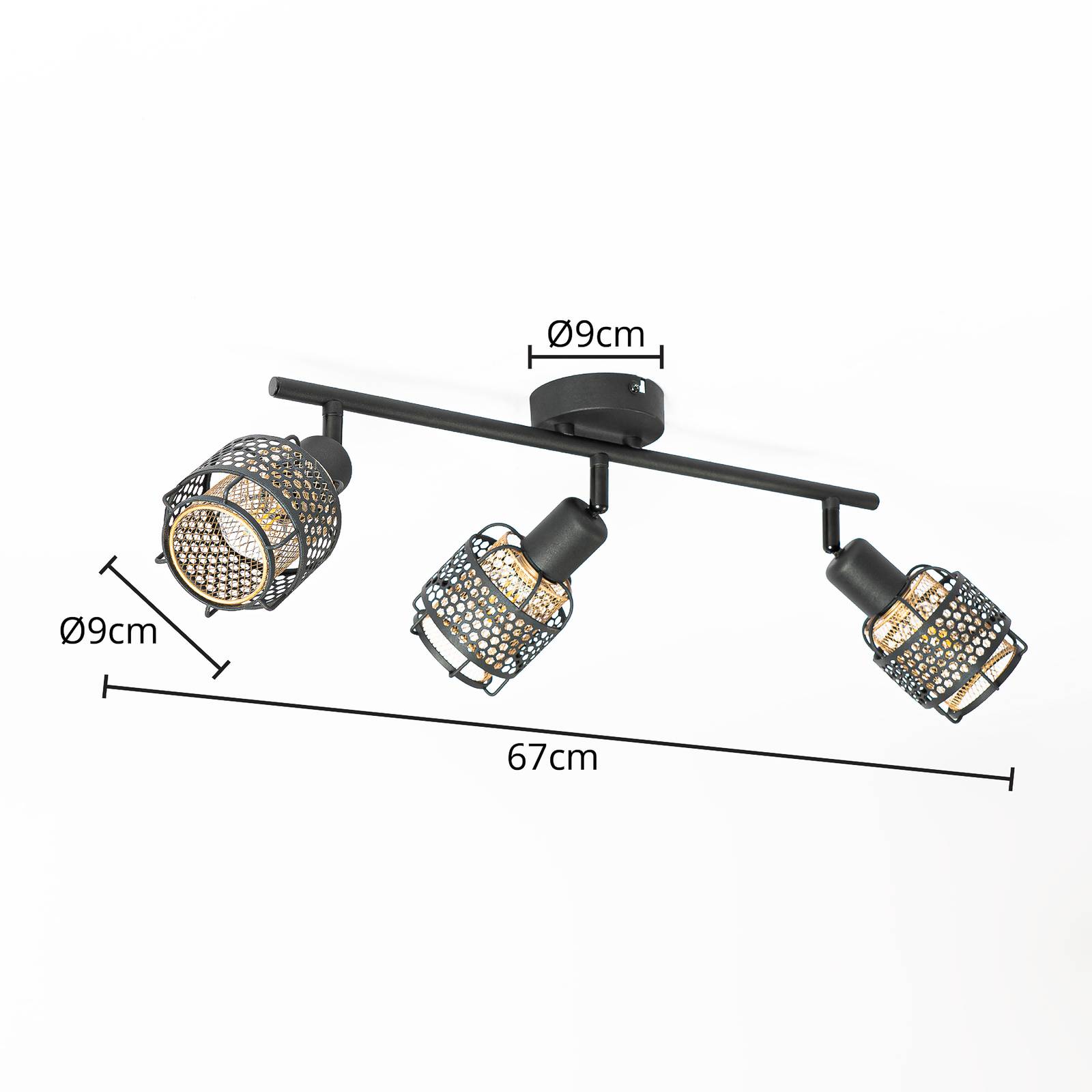 3-punktowa lampa sufitowa Lindby Eudoria czarny/złoty