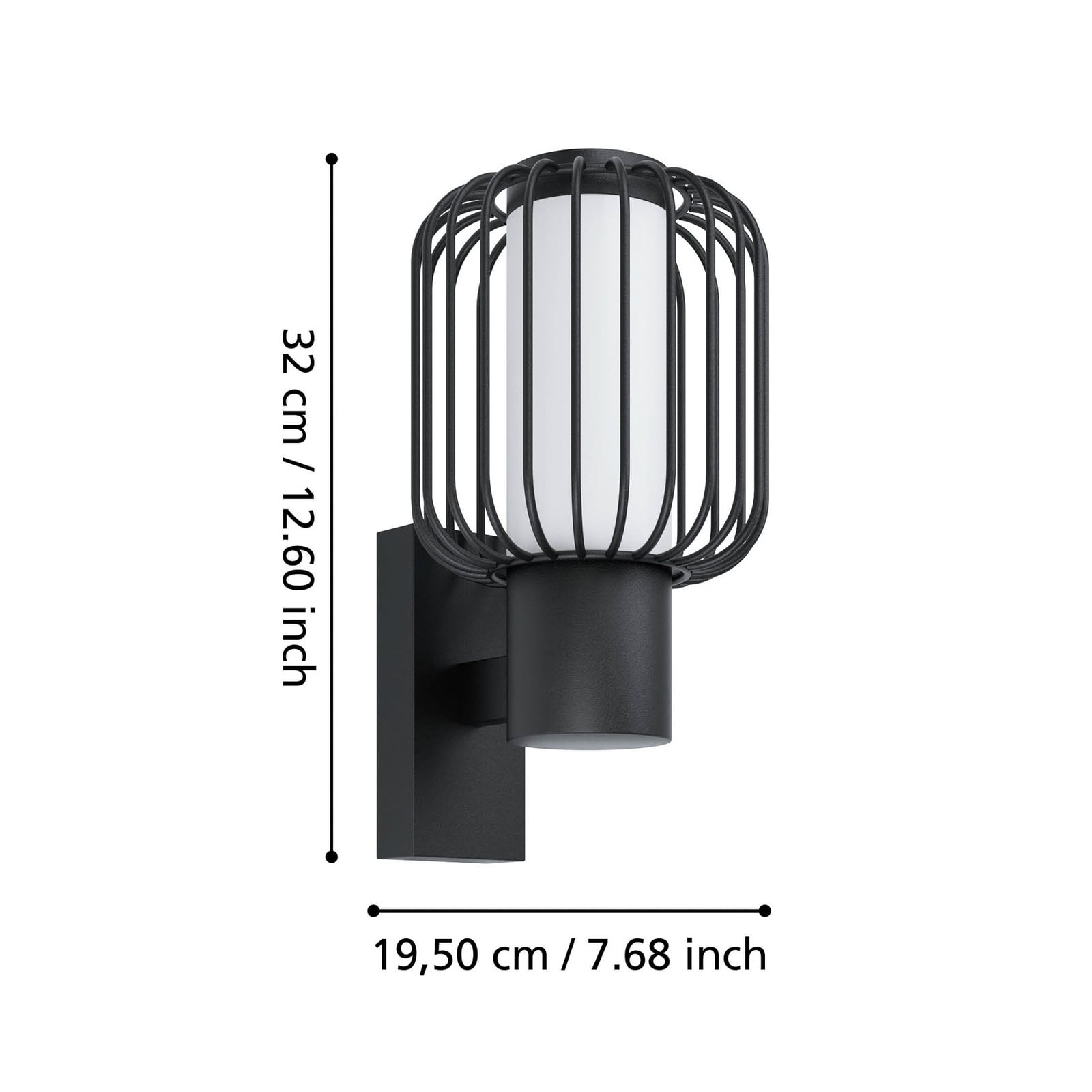 Außenwandleuchte Ravello, schwarz, Höhe 27 cm, Metall