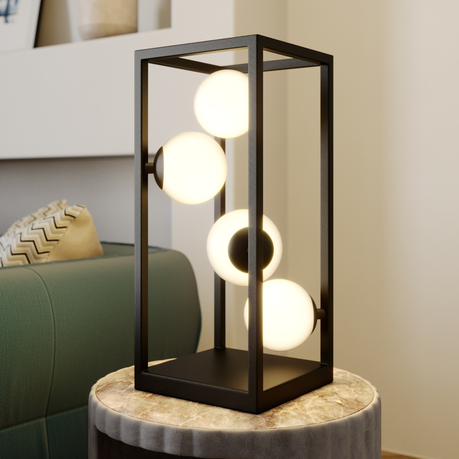 Lindby Utopia -LED-pöytälamppu lasivarjostimilla