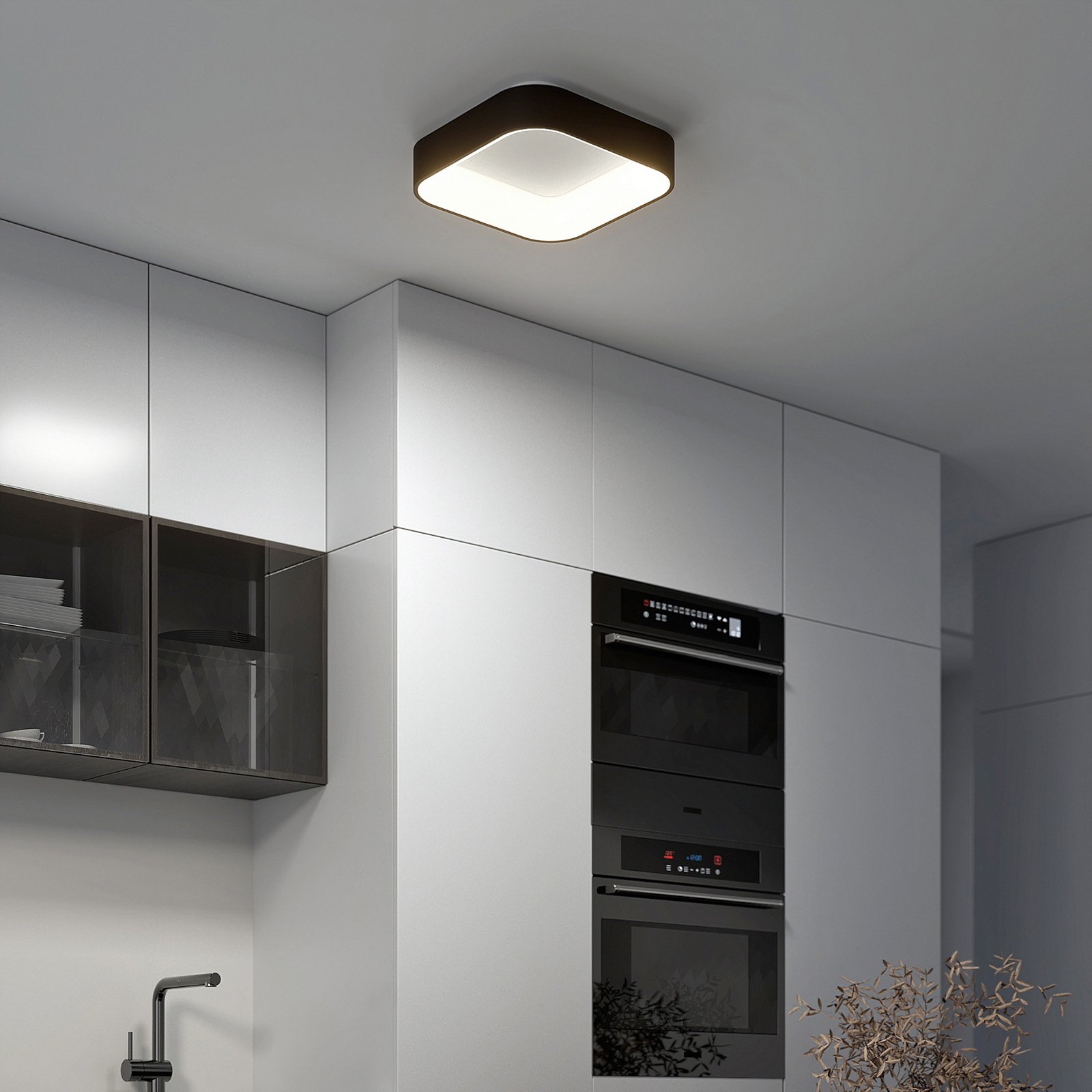 Arcchio Aleksi LED ceiling light, 45 cm, angular