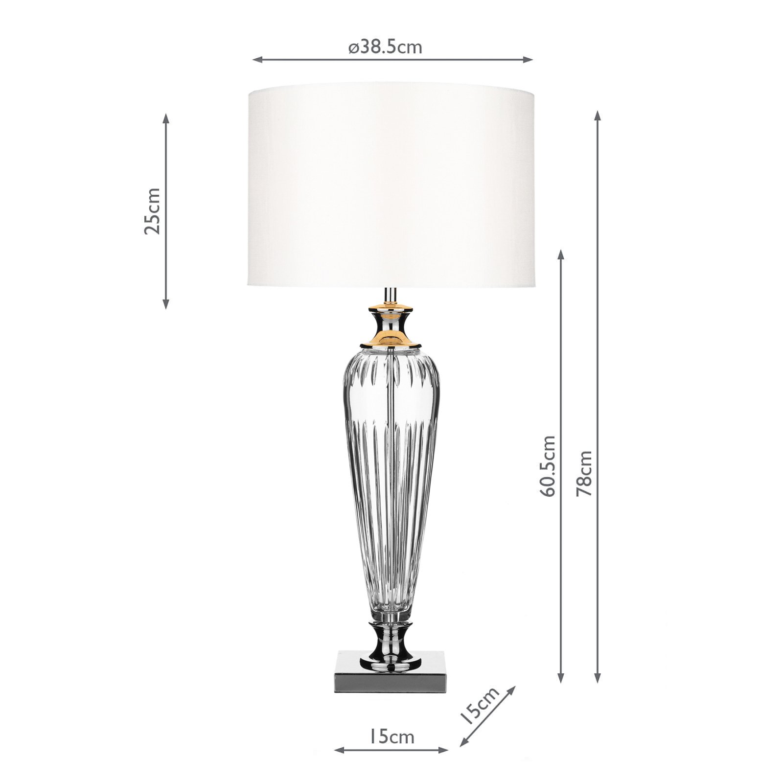 Настолна лампа Hinton със стъклена основа и абажур от плат