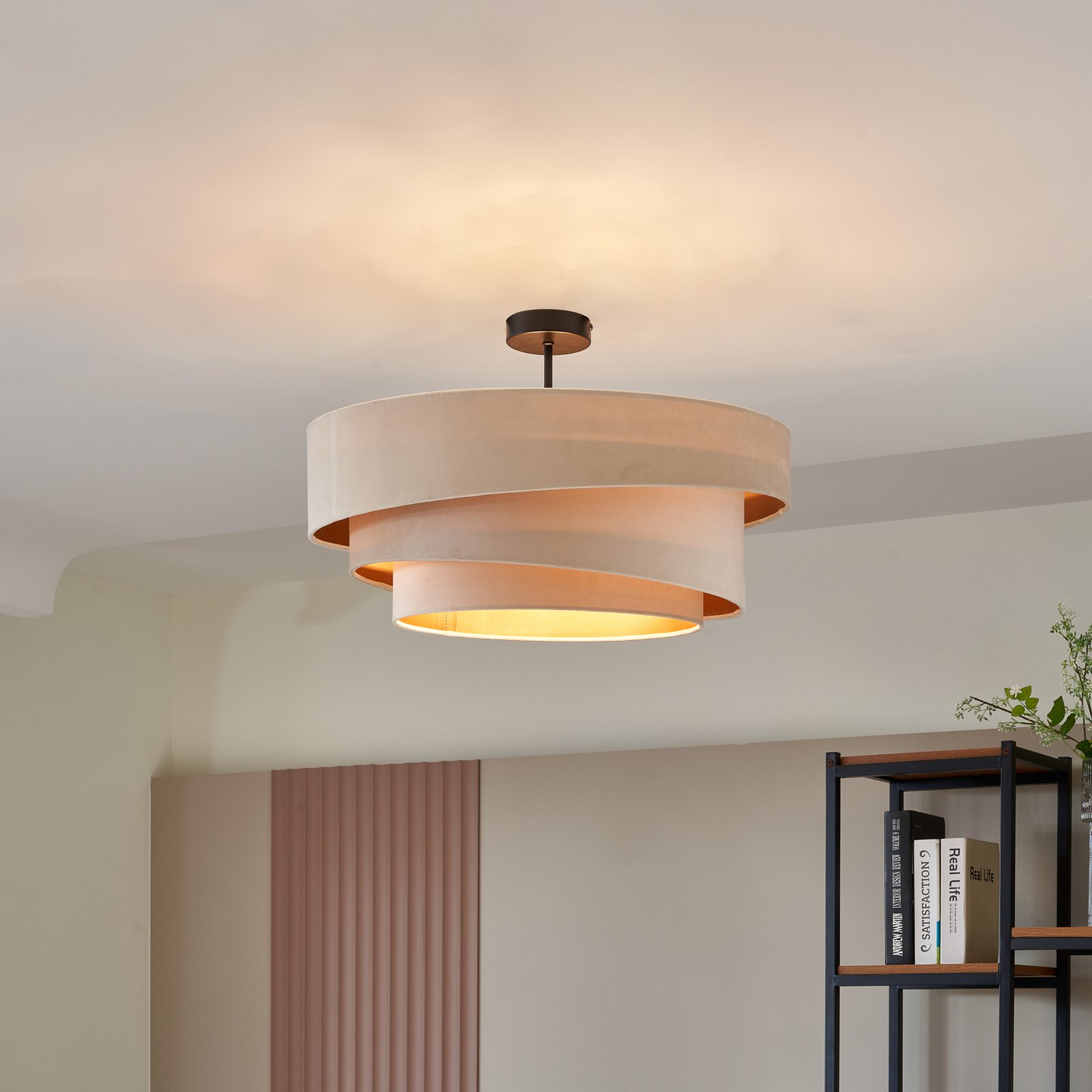 Lindby Jusari textile ceiling lamp, white