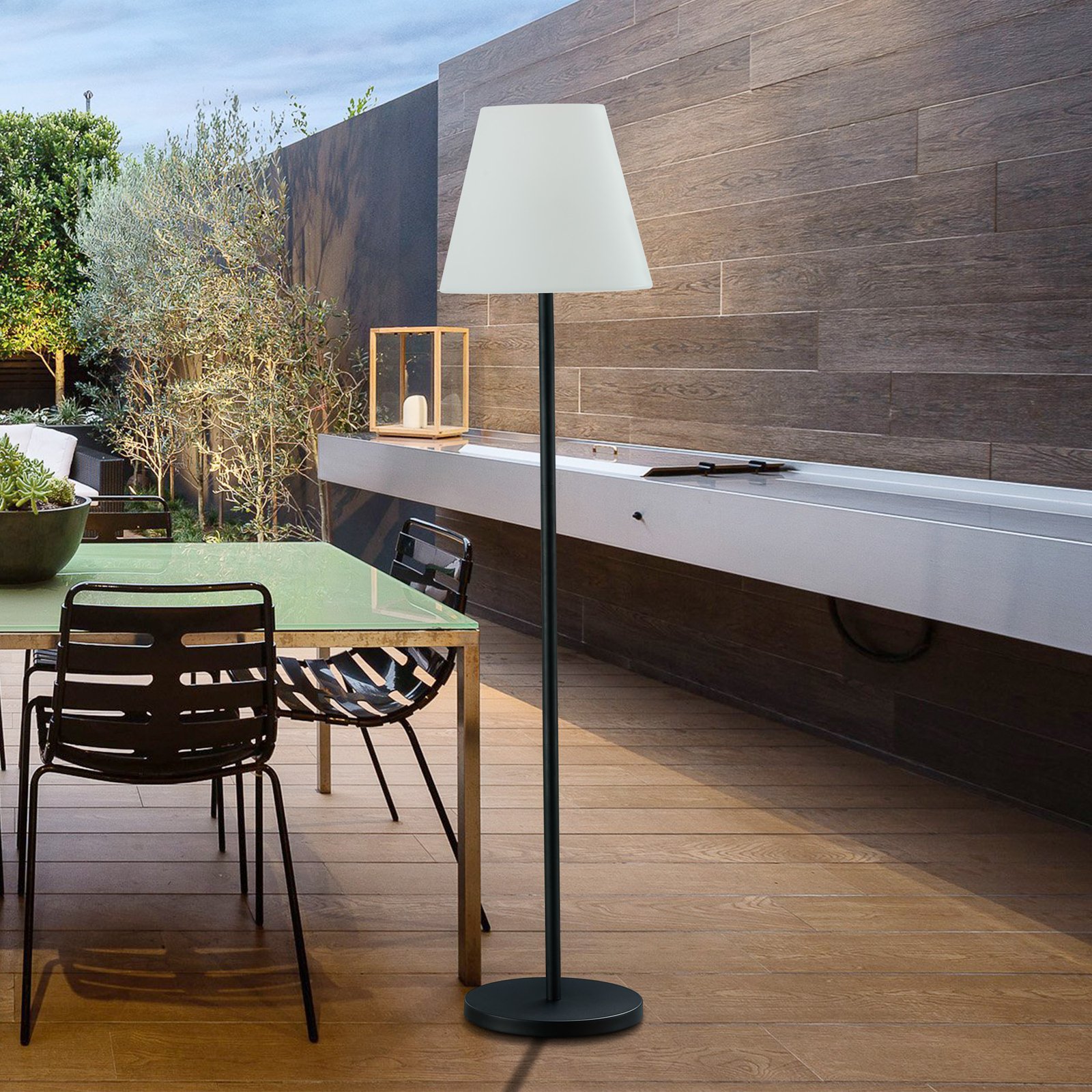 Lucande Terrassenleuchte Jaimy, schwarz, Aluminium, 150 cm
