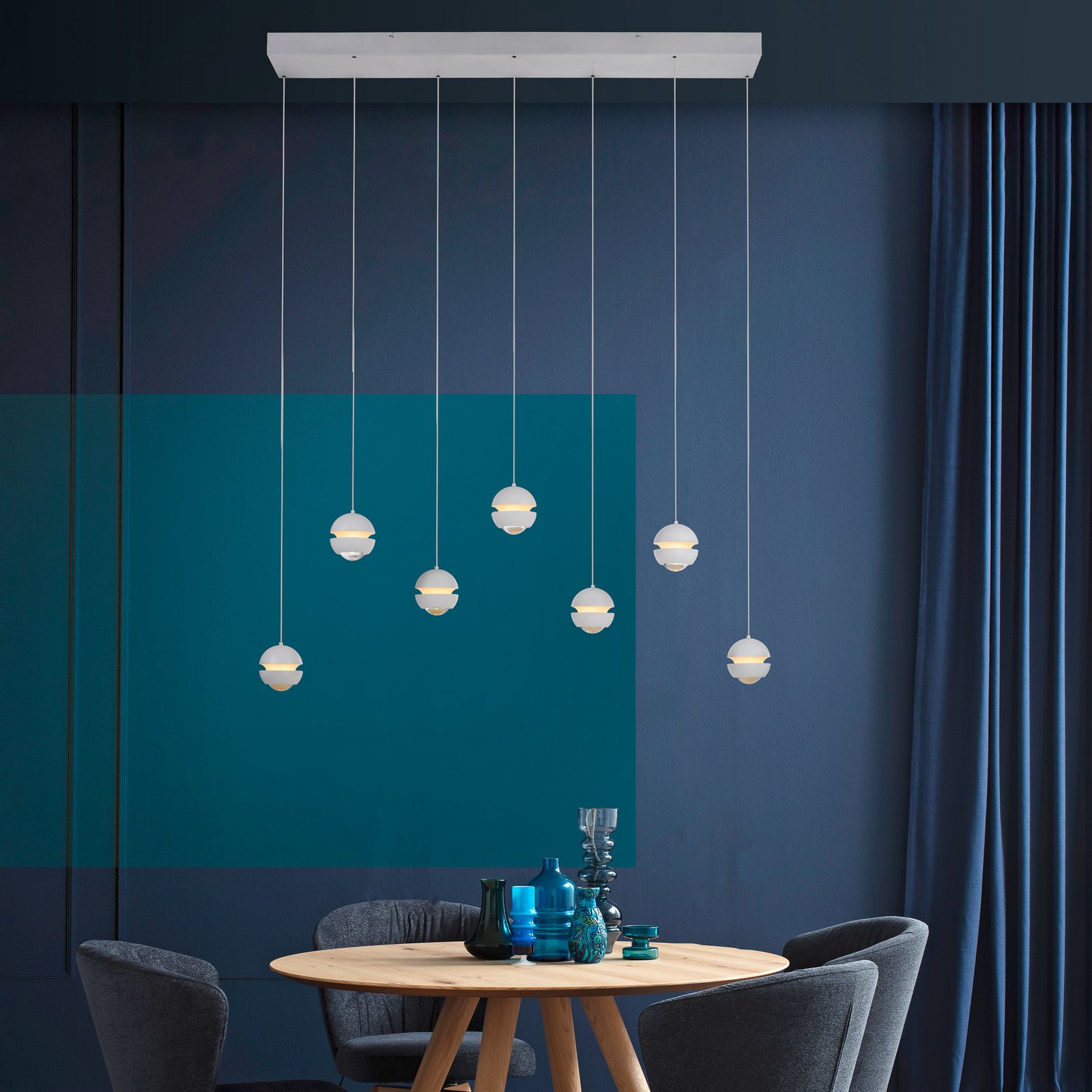 Schöner Wohnen LED pakabinama lempa Lini balta, 7-fl. ilgio, 3000 K Schöner Wohnen LED pakabinama lempa Lini balta, 7-fl. ilgio, 3000 K