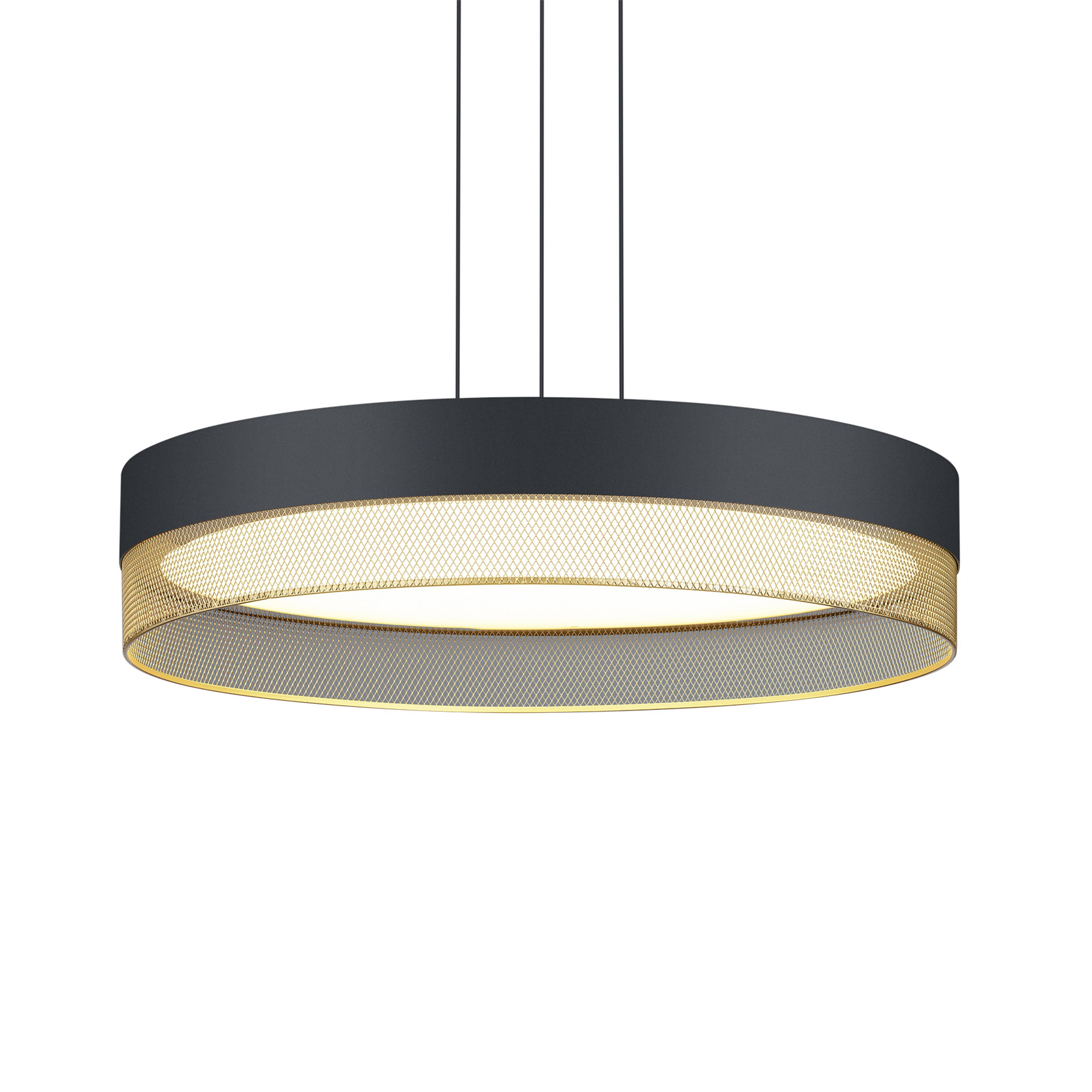 Lámpara colgante LED Mesh, Ø 45 cm, negro/oro